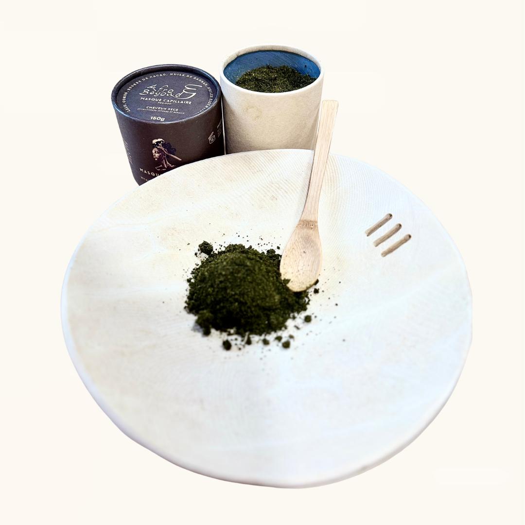 Masque capillaire pour cheveux secs à base de Lalo, gombo, beurre de cacao, huile de baobab, huiles essentielles 150g