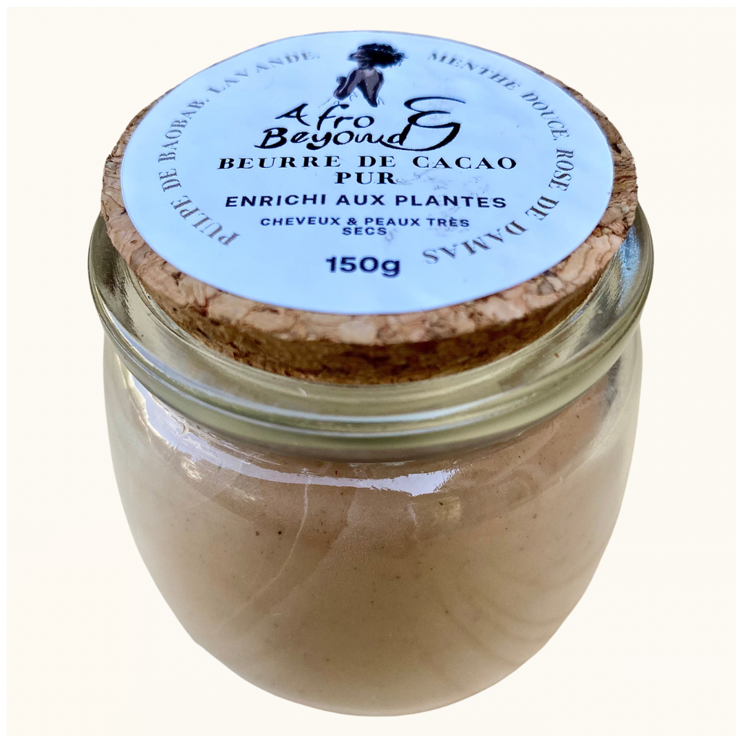 Cocoa butter enriched with baobab pulp, lavender, sweet mint and damask rose from Afro and Beyond 150g