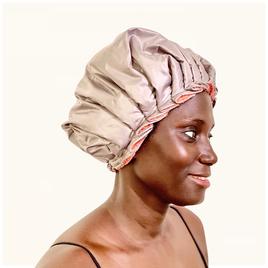 Bonnet de douche double matière Cyra pour cheveux afro