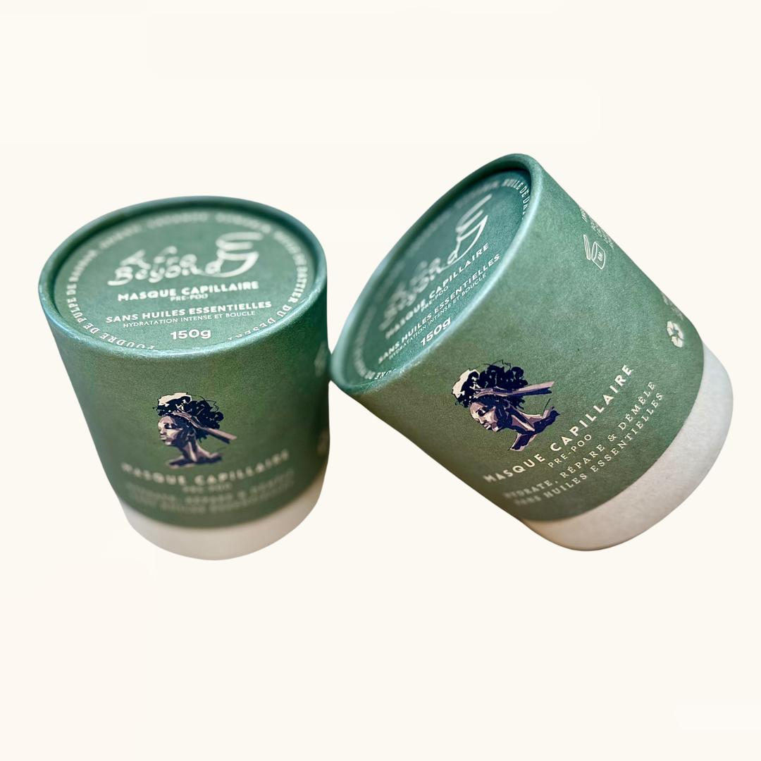 Masque capillaire à base de poudre de pulpe de baobab, gombo, lavande, romarin, huile de dattier du désert 150g
